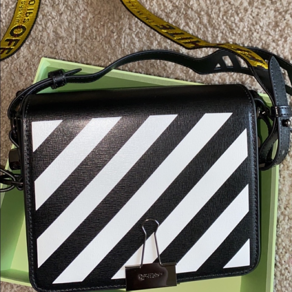Off White Diagonal Stripe Handbag Purse